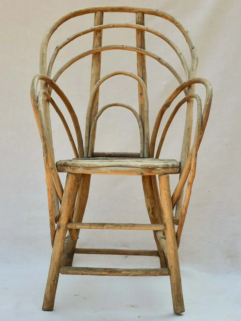1920's French winter garden armchair - bent wood hazelnut
