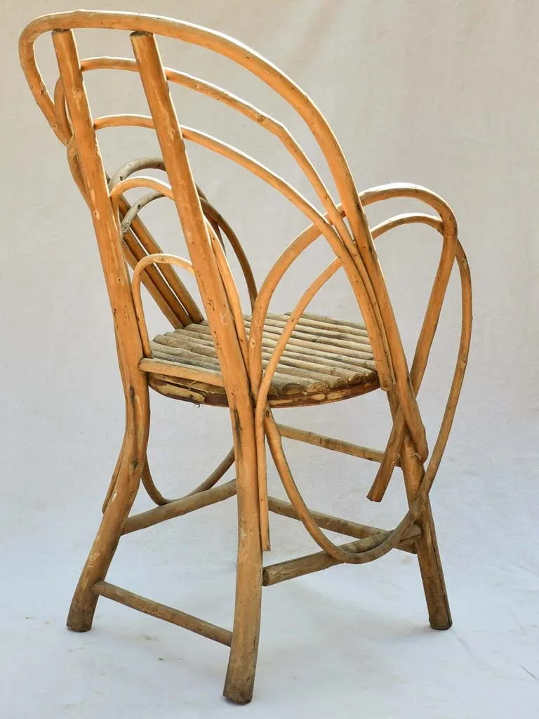 1920's French winter garden armchair - bent wood hazelnut