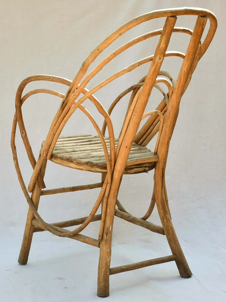 1920's French winter garden armchair - bent wood hazelnut