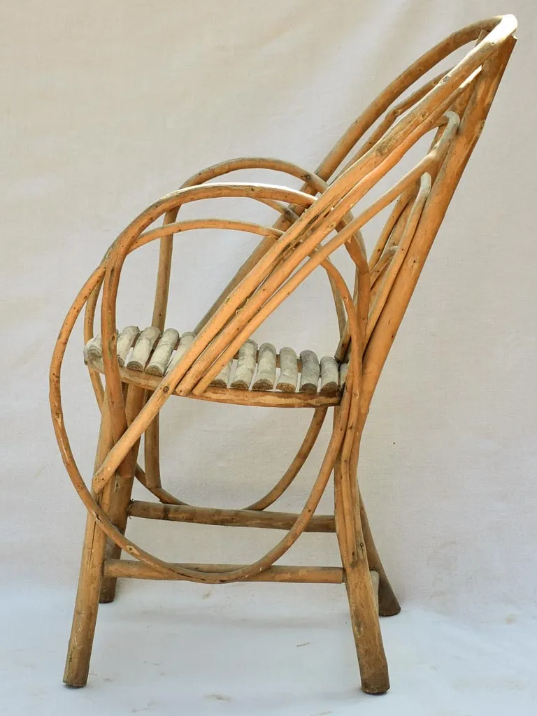 1920's French winter garden armchair - bent wood hazelnut