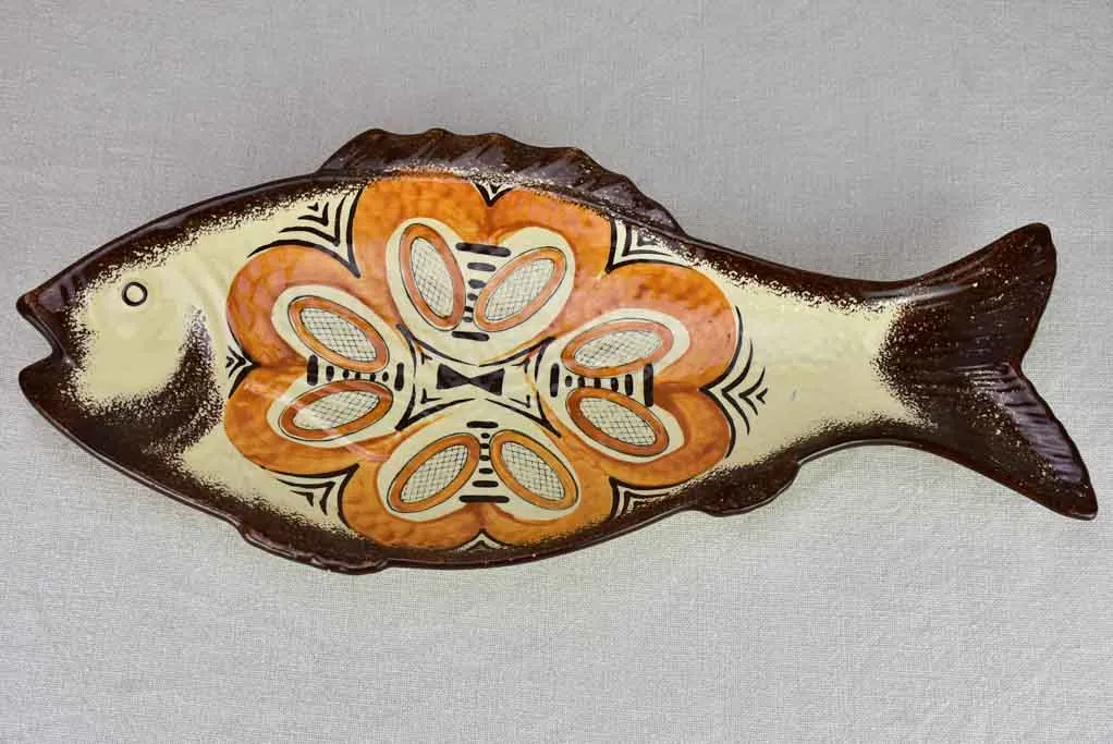 1960's hand painted Pornic fish platter 17¾"