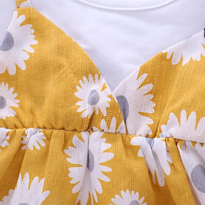 2-piece Daisy Printed Dress for Toddler Girl Wholesale children's clothing