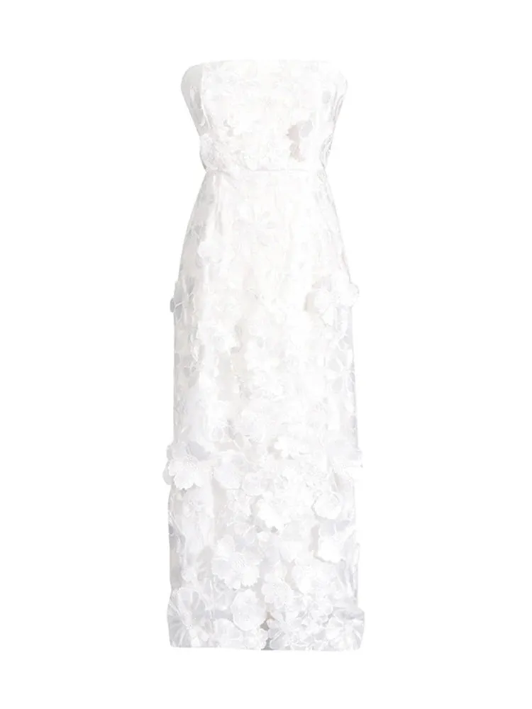 A&A Suzy Mesh Midi 3D Flower Dress