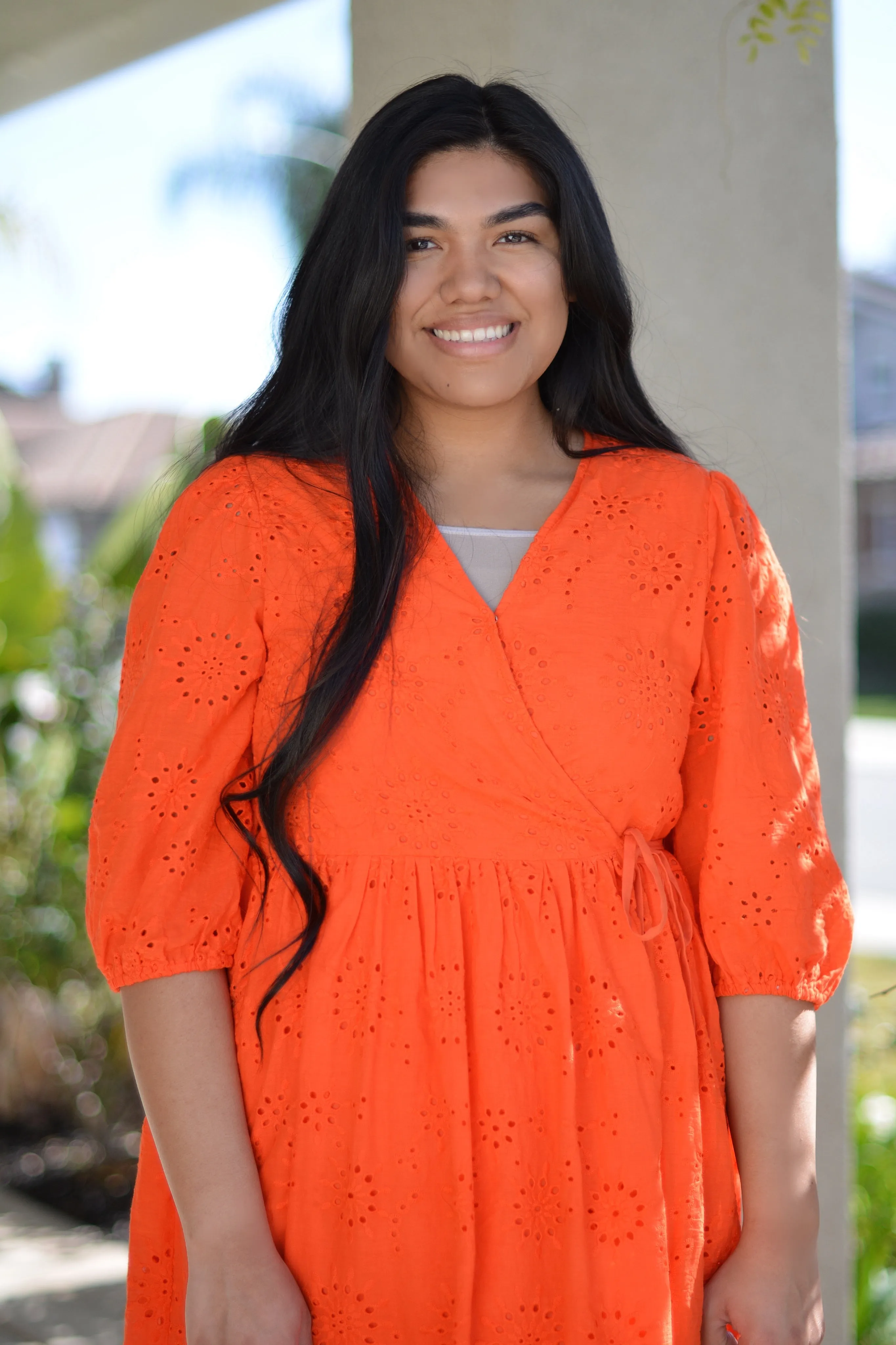Althea Orange Eyelet Dress
