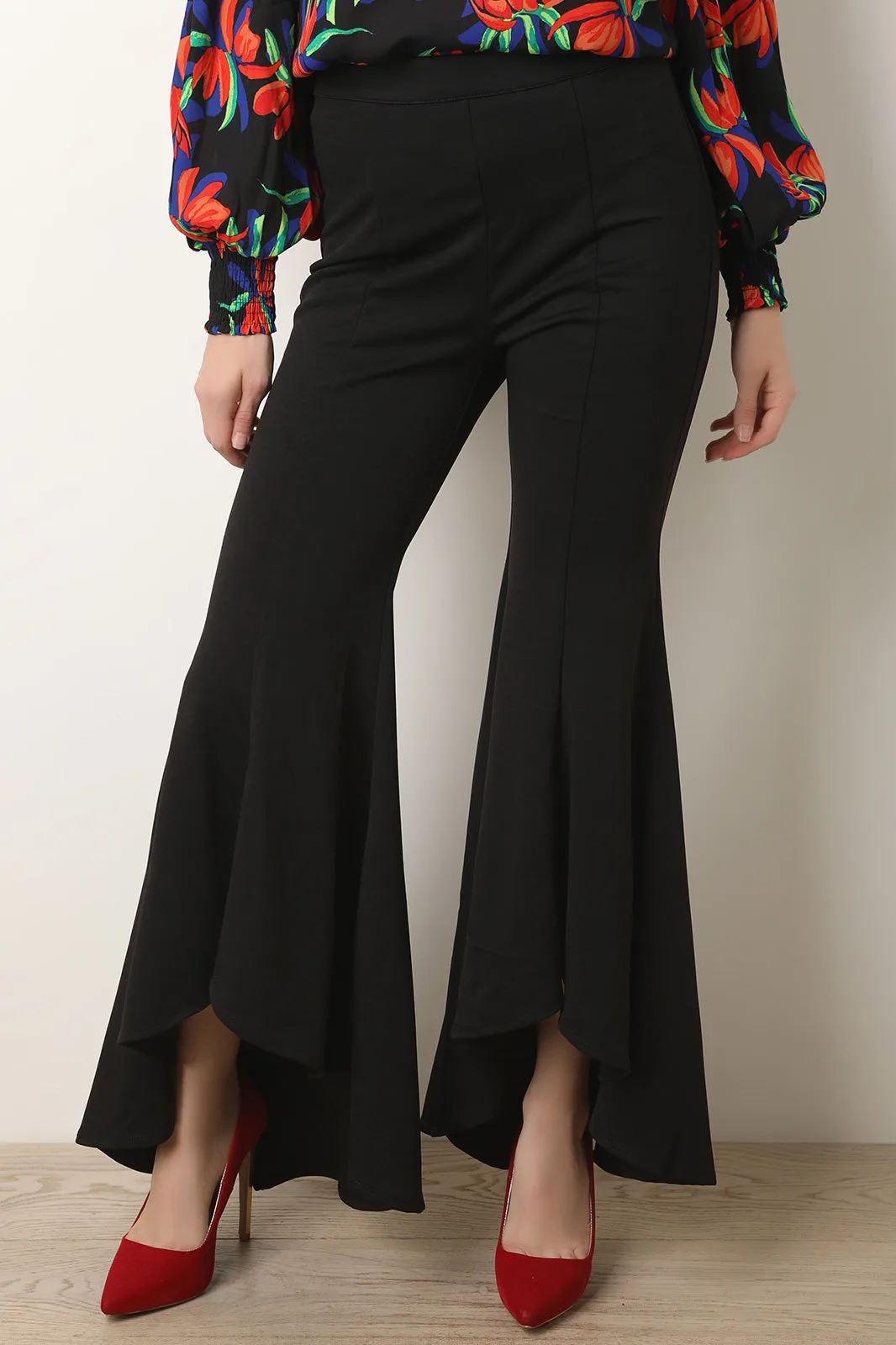 Asymmetrical Bell Bottom Hem Pants