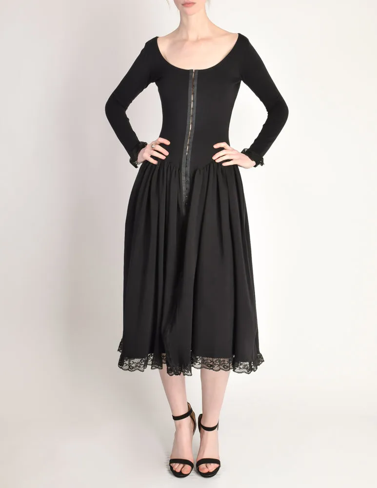 Betsey Johnson Punk Label Vintage Hook and Eye Black Lace Dress