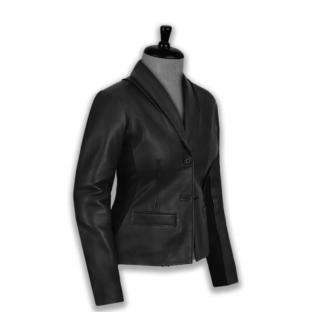 Black  Cropped Leather Blazer