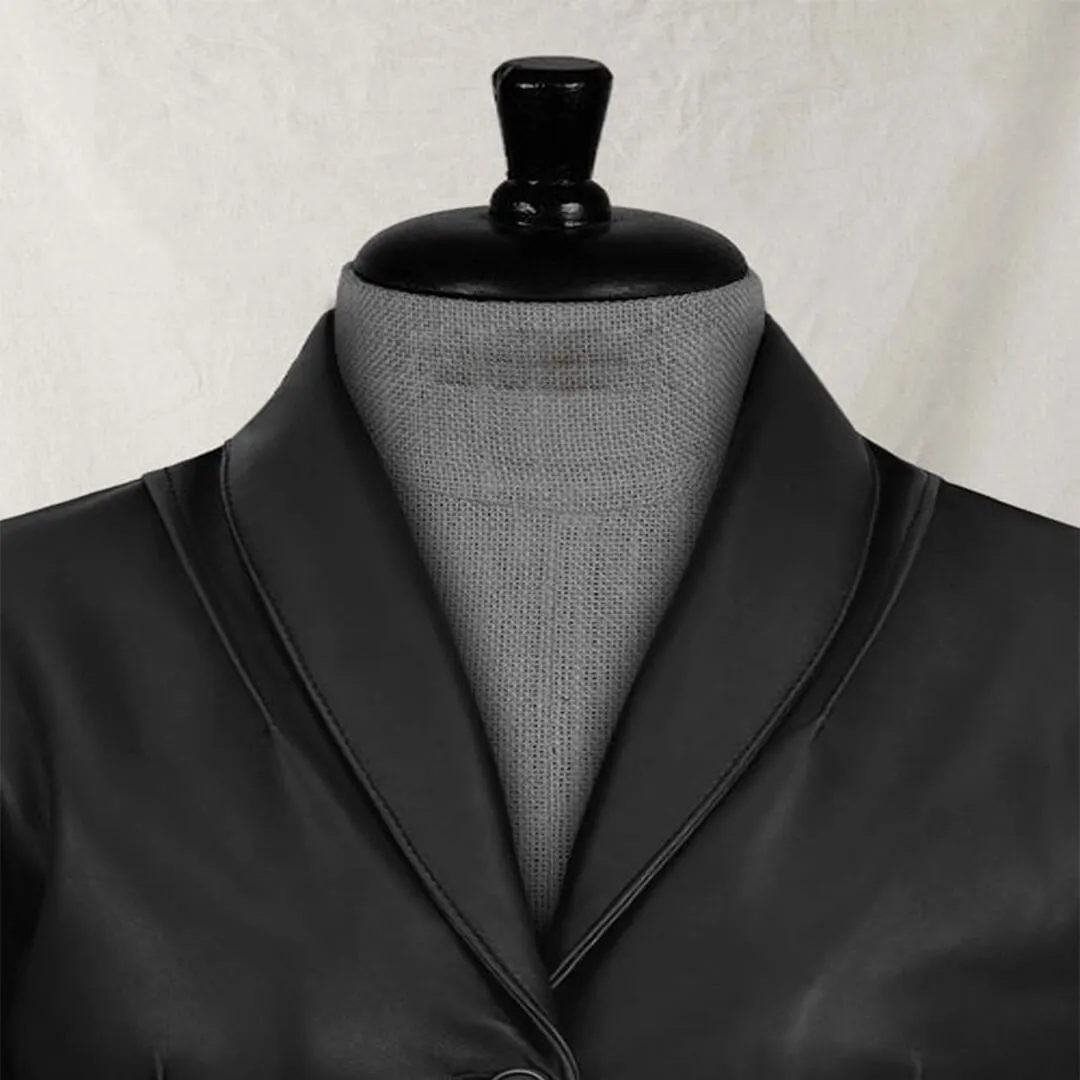 Black  Cropped Leather Blazer