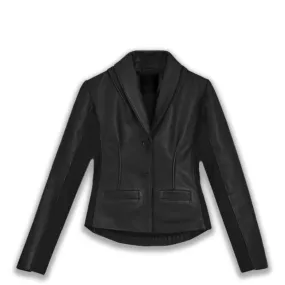 Black  Cropped Leather Blazer