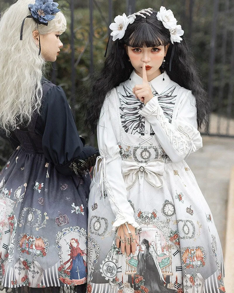 Black Fairy Tale ~ Gothic Lolita JSK Dress w. Long Sleeve Blouse by YLF