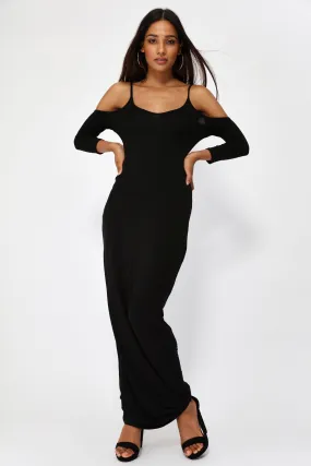 Black Open Shoulder Maxi Dress