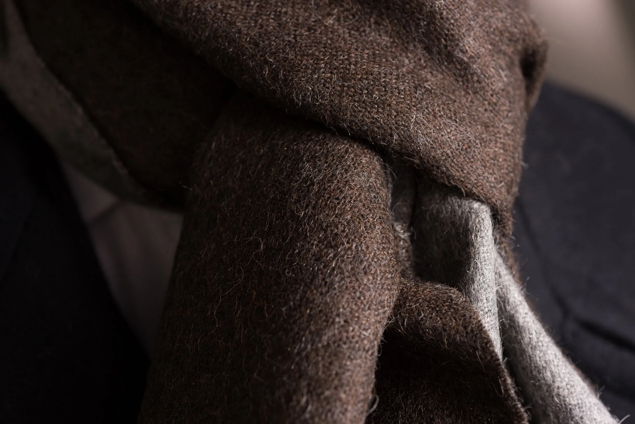 Brown & Gray Double Sided Alpaca Scarf