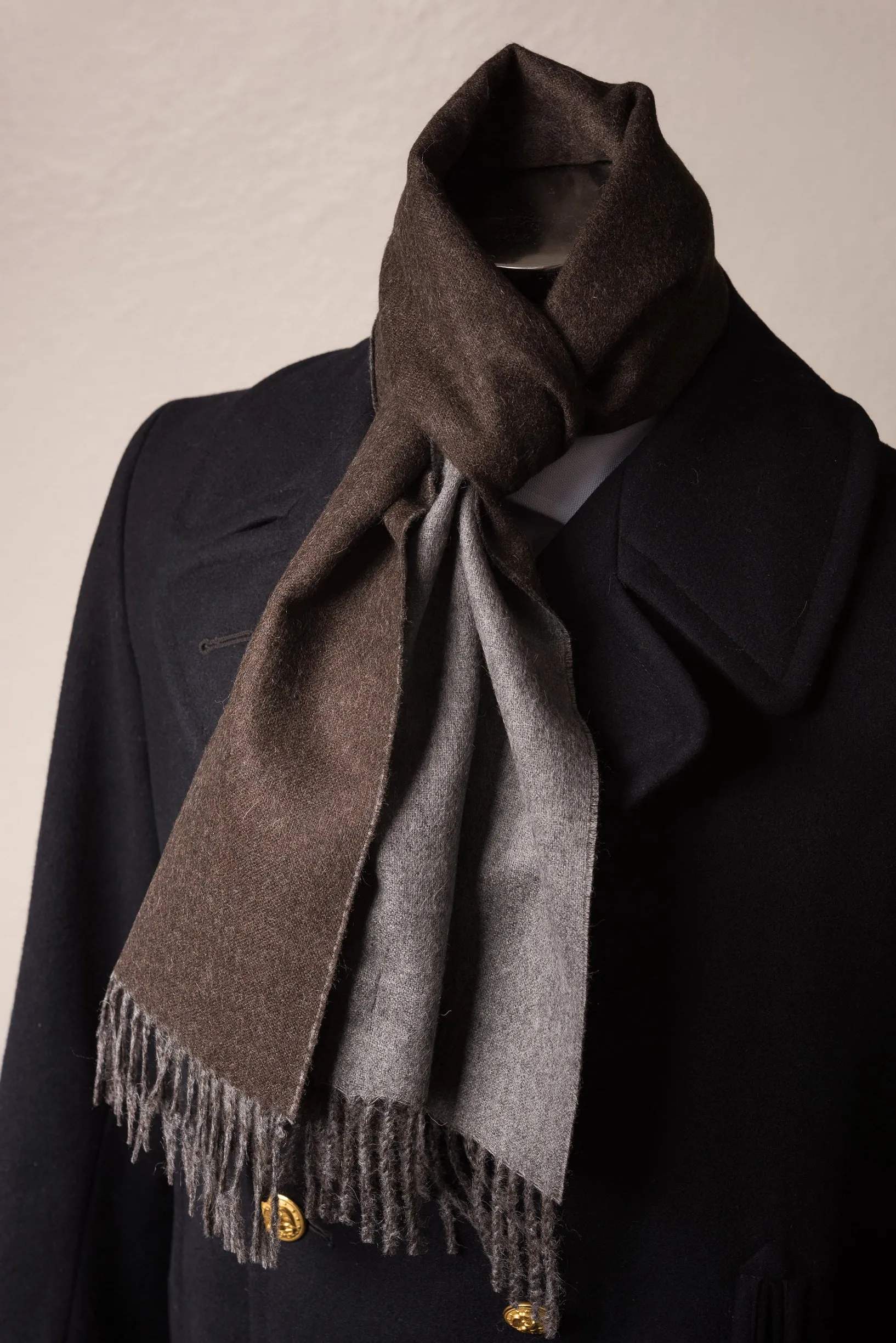 Brown & Gray Double Sided Alpaca Scarf