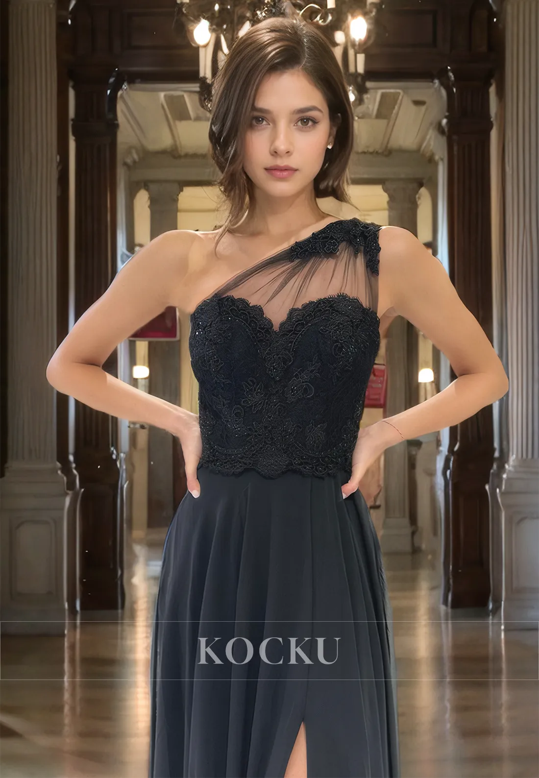 Chic & Modern One Shoulder Sleeveless A-Line Sleeveless Evening Party Prom Dress