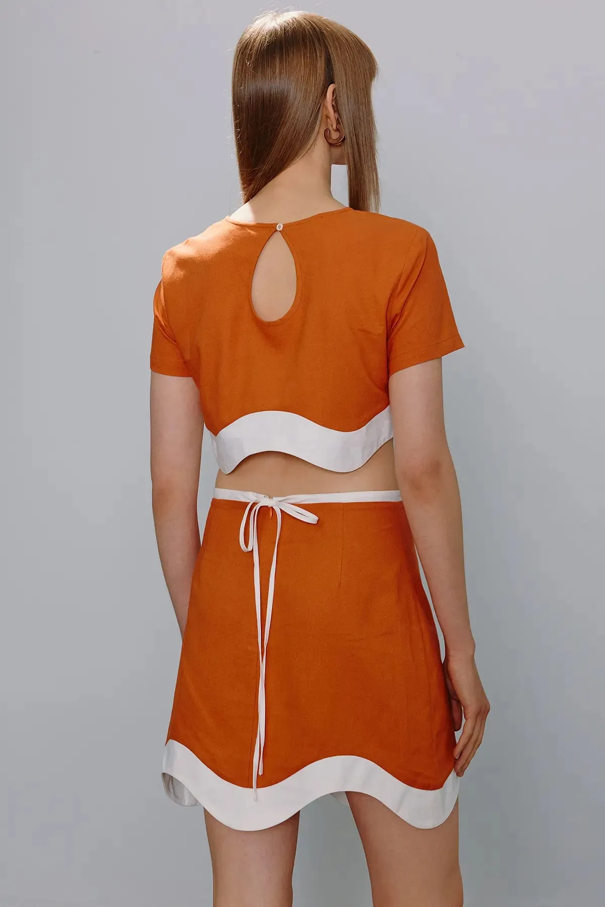 Colorblock Cut Out Crop Tee