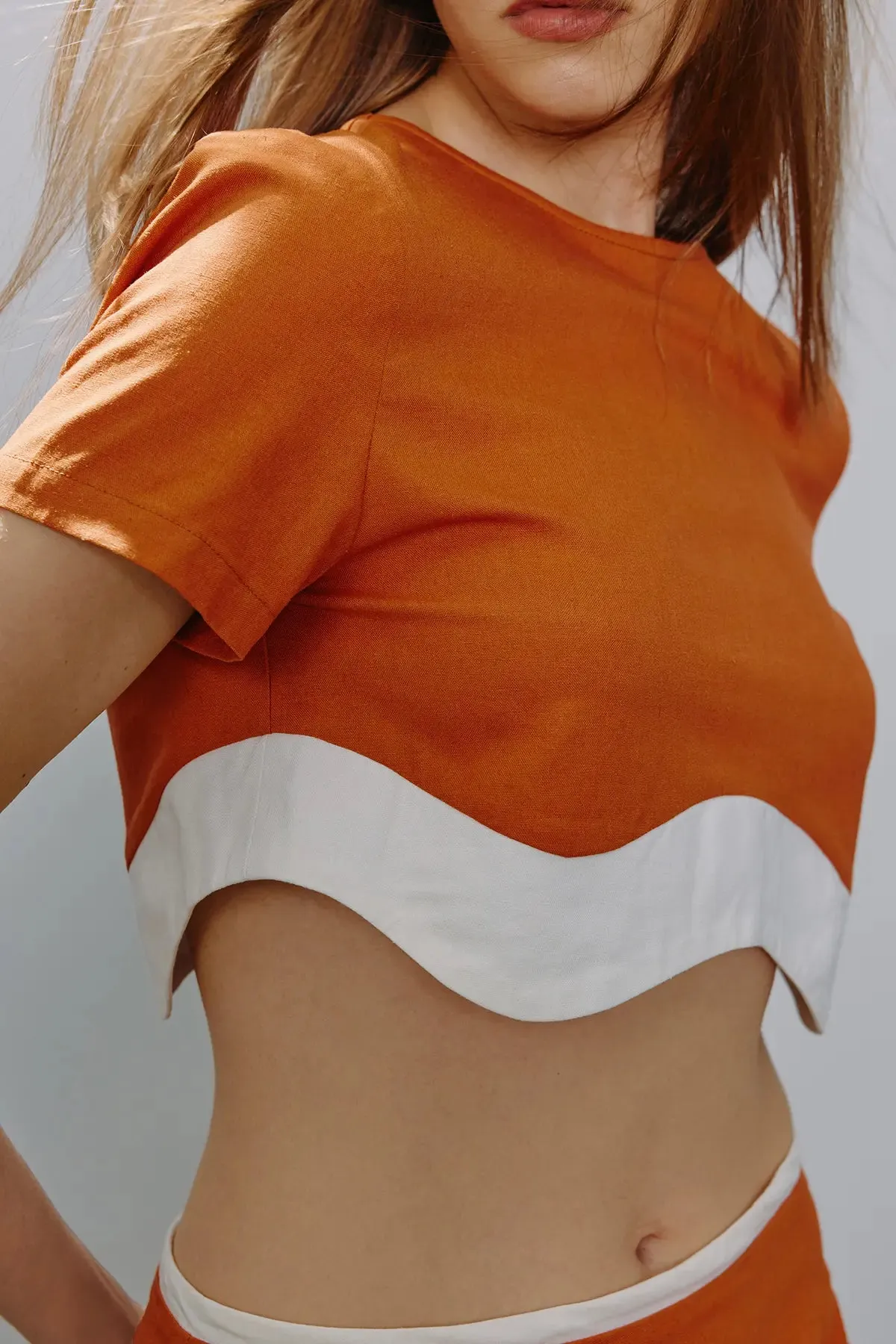 Colorblock Cut Out Crop Tee