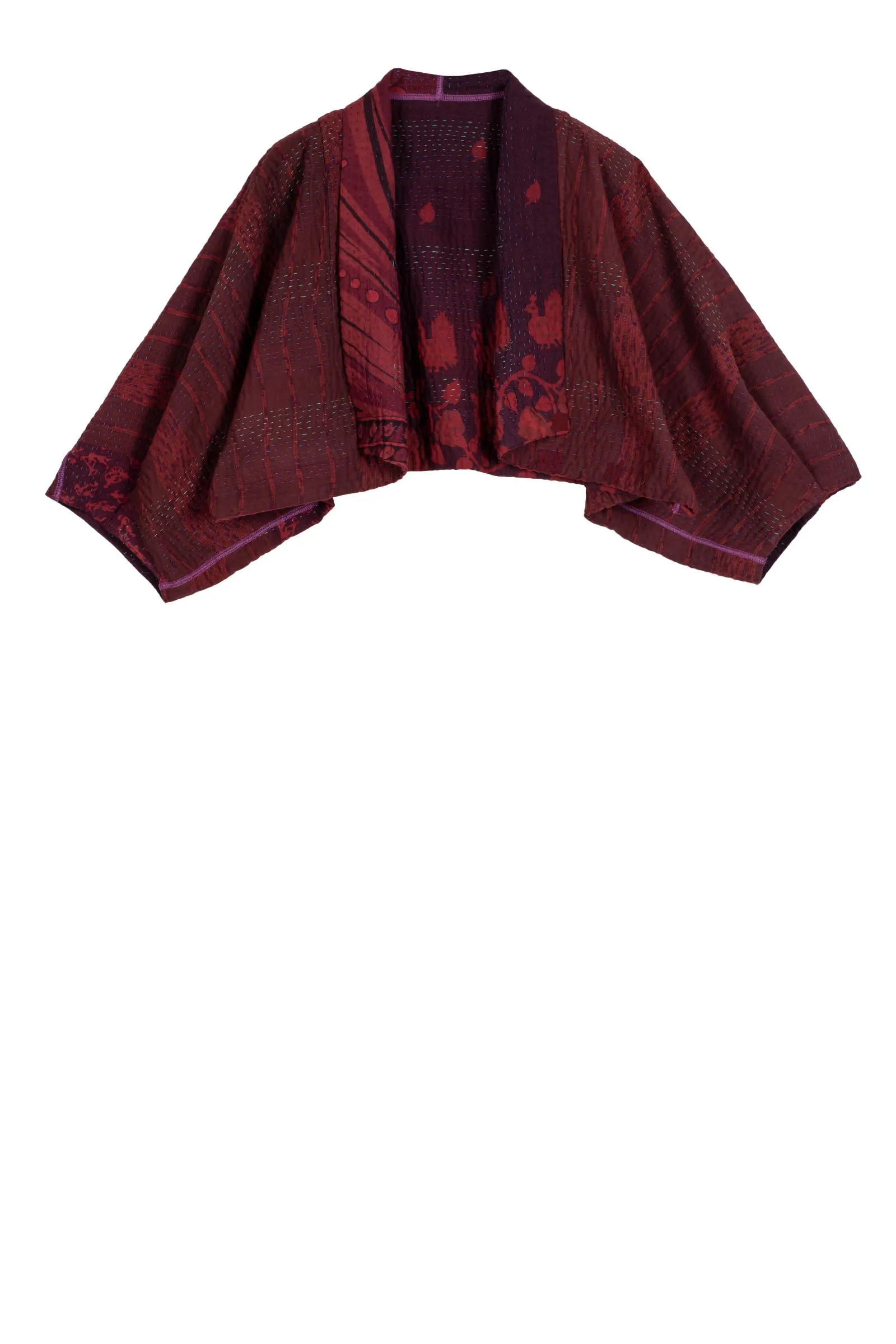 COTTON OVER DYE KANTHA PUFF SLV. SHRUG - ov4062-0003a -