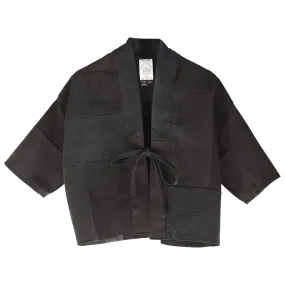 Denim Patchwork Jacket - w/ Ties