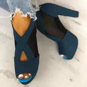 Dunnmall Women Summer Fish Mouth Veil High Heel Sandals