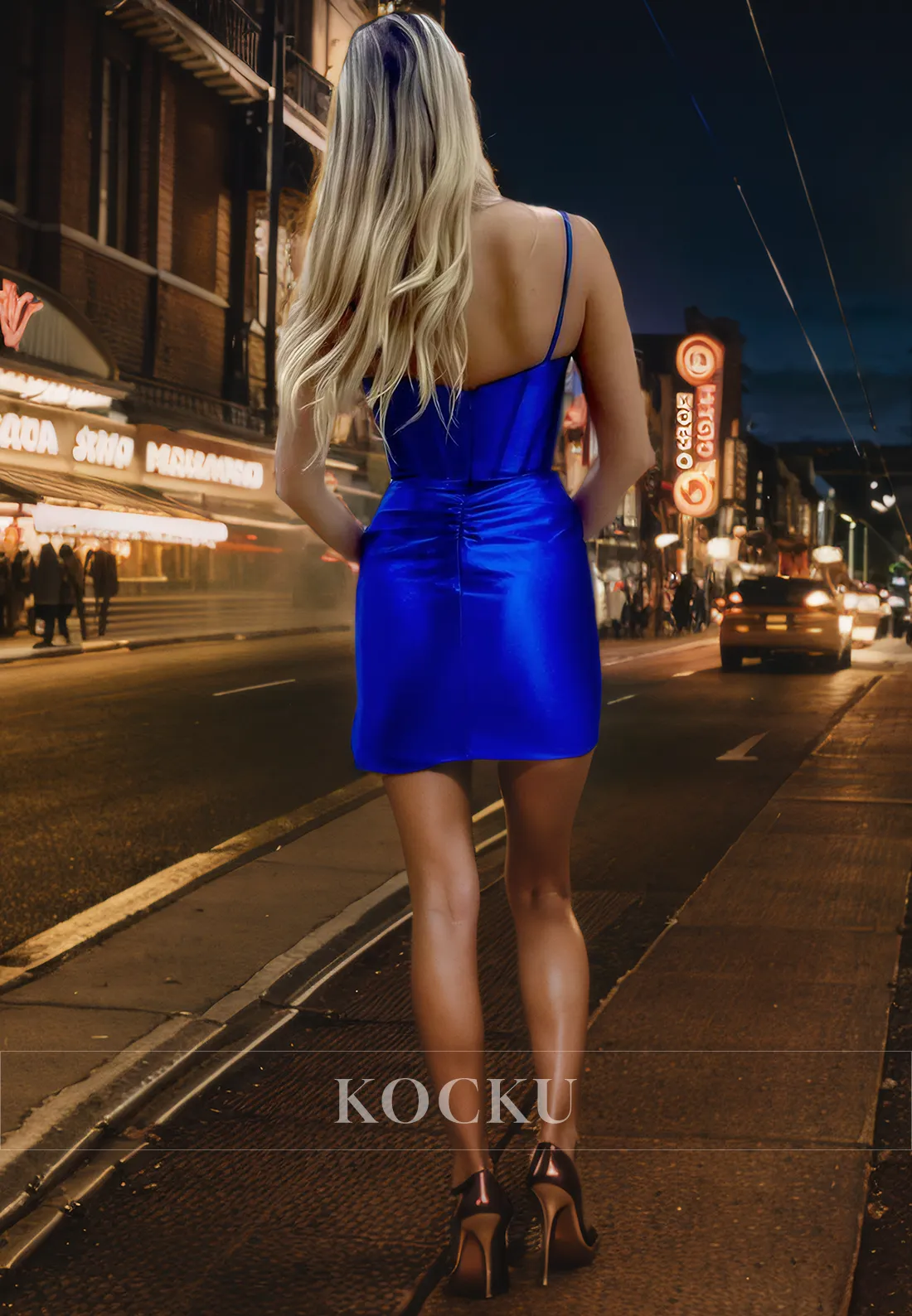 Elegant & Simple Spaghetti Straps V-Neck Sheath Party Homecoming Dress
