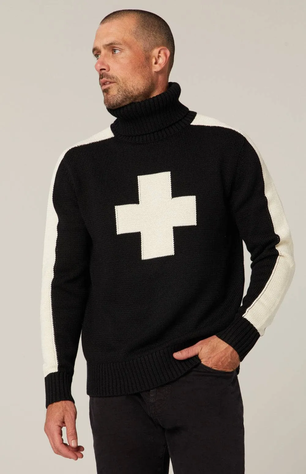 Elias Turtle Neck Ski Sweater | Black