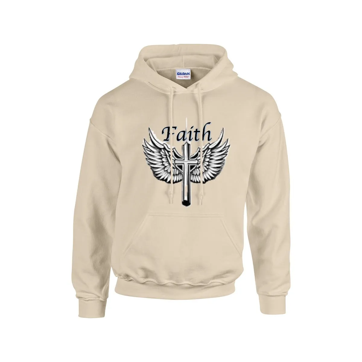 Faith Cross w/Wings Hoodie |Gildan 18500