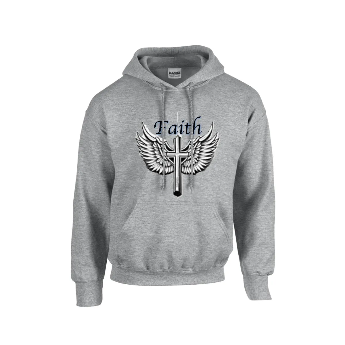 Faith Cross w/Wings Hoodie |Gildan 18500