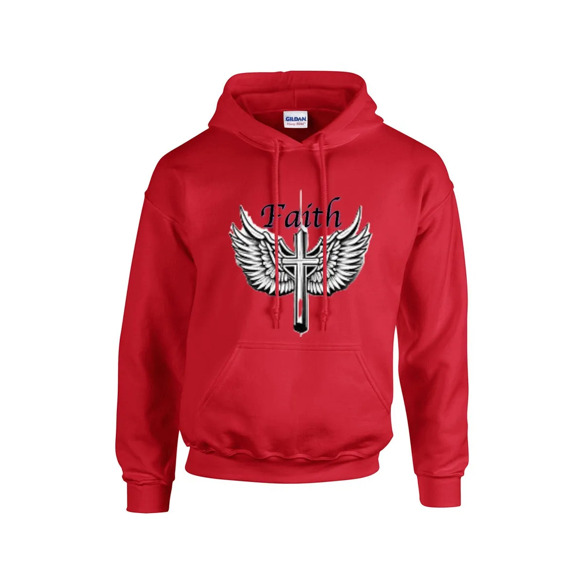 Faith Cross w/Wings Hoodie |Gildan 18500