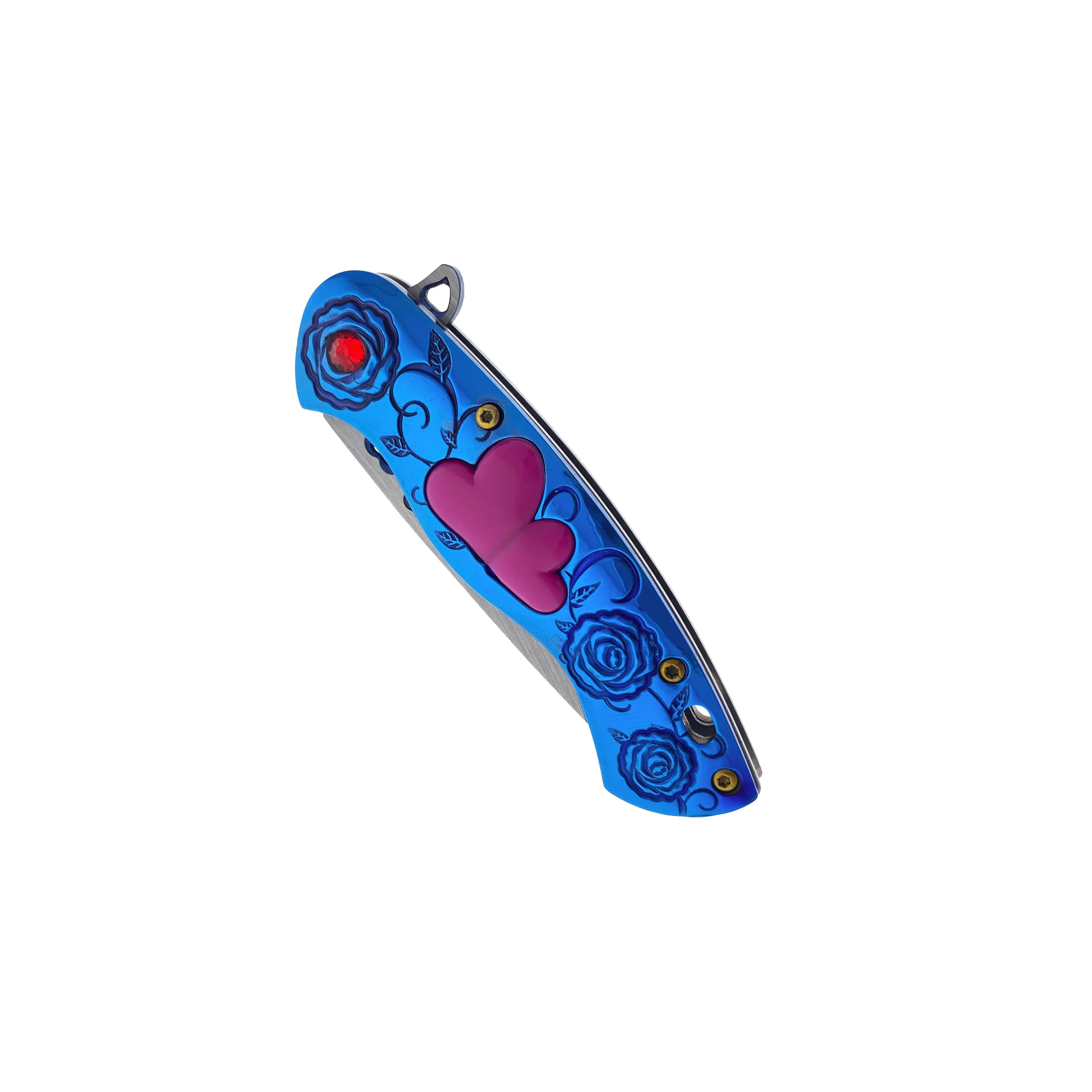 Falcon 7" Overall in Length Blue Handle w/ Pink Heart