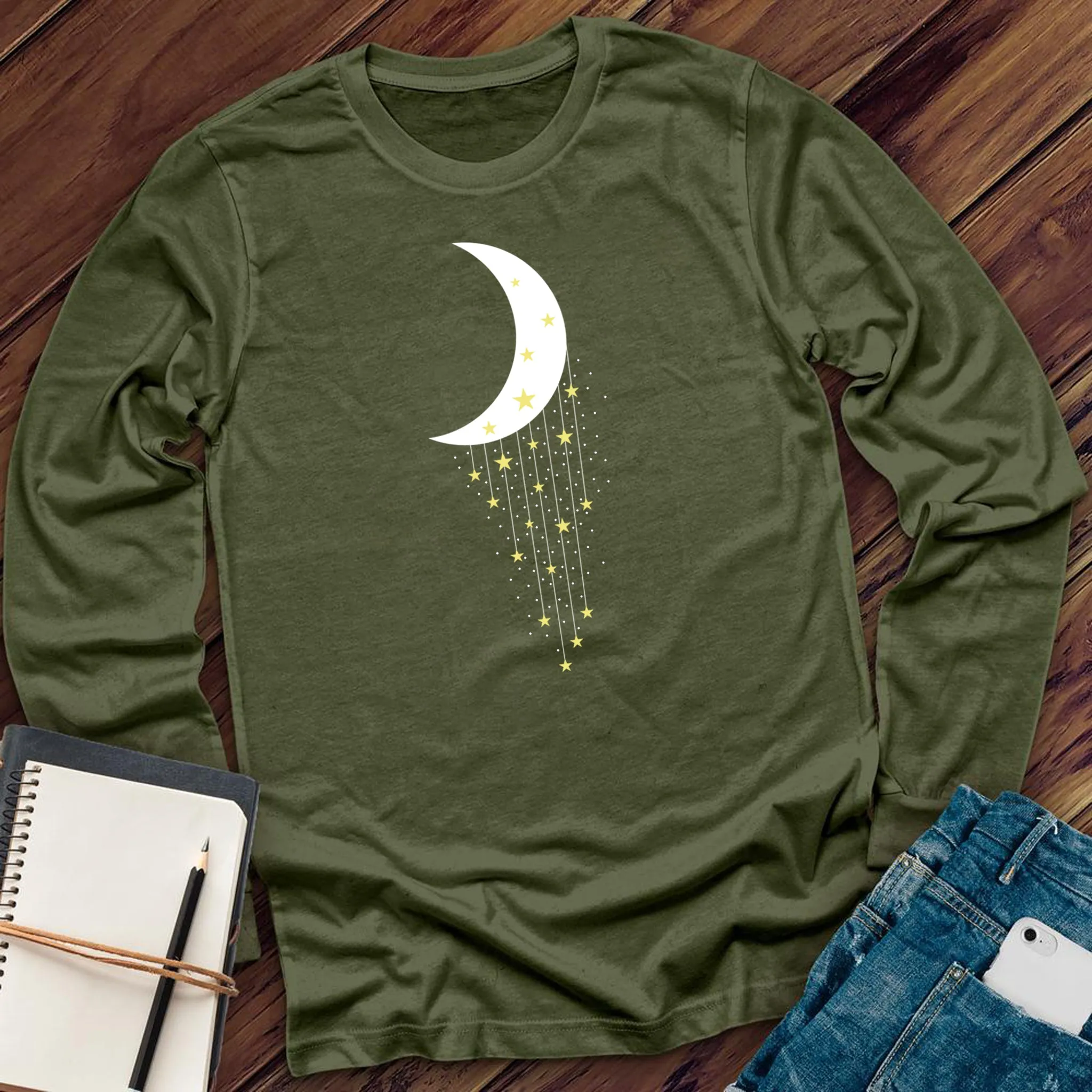 Falling Stars Moon Long Sleeve