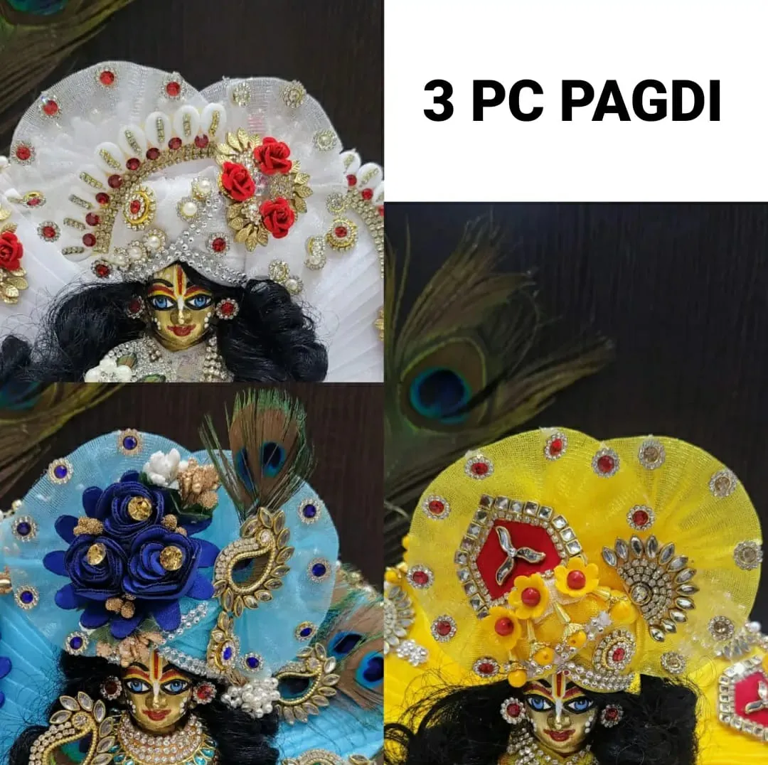 Festive combo PACK 0F 3 DESIGNER DRESS WITH PAGDI , BANSURI AND NAPPY (10PC COMBO)