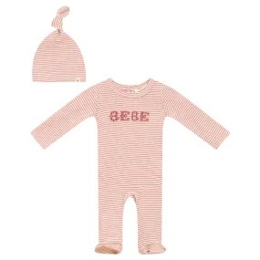 Fragile Pepper Stripe Stretch Knit Footie   Hat