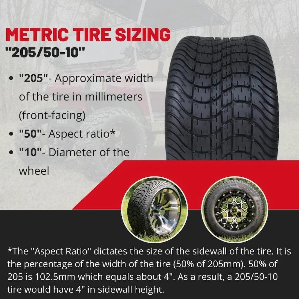 GCS Forerunner 205/50-10 Street/Turf DOT Approved Golf Cart Tire