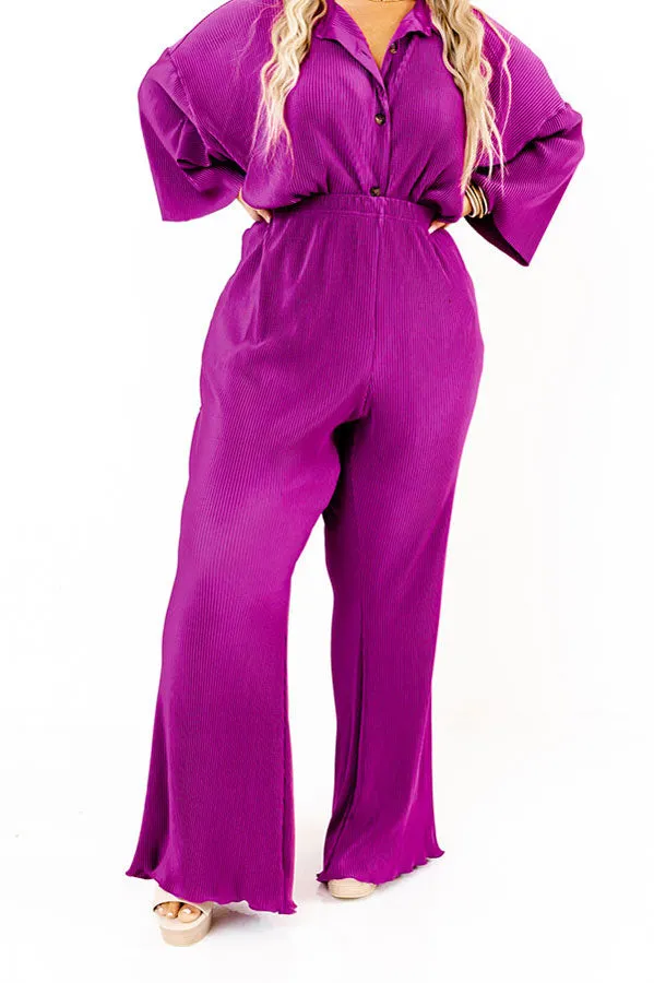 Genuine Gratitude Pleated High Waist Pants In Orchid Curves