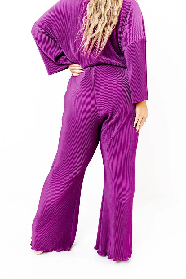 Genuine Gratitude Pleated High Waist Pants In Orchid Curves