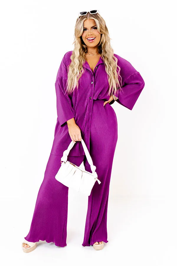 Genuine Gratitude Pleated High Waist Pants In Orchid Curves