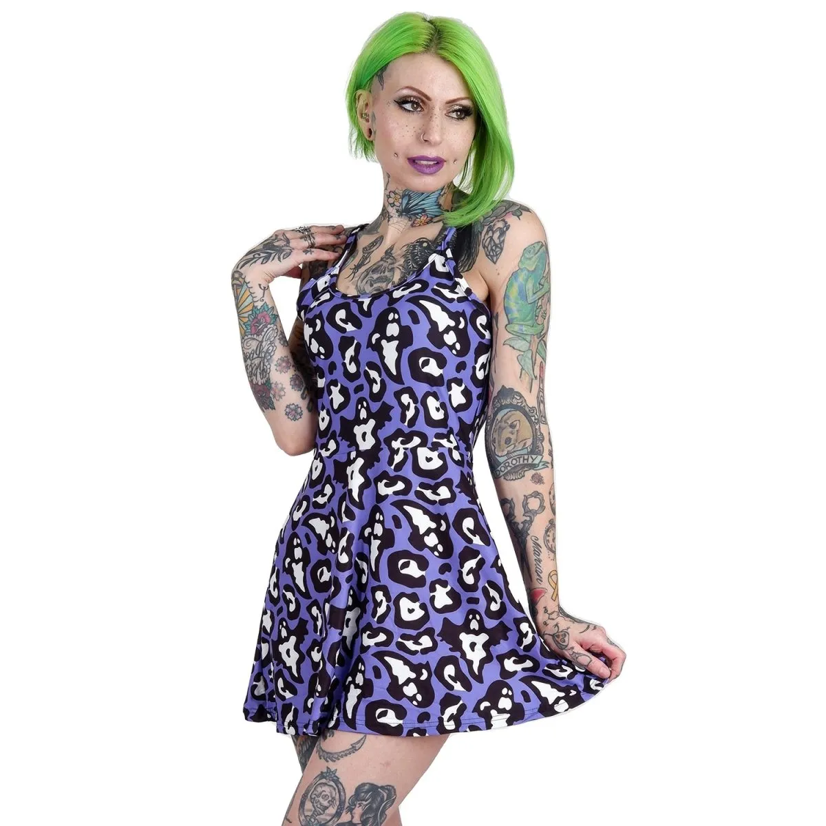 Ghastly Ghost Leopard Print Skater Dress