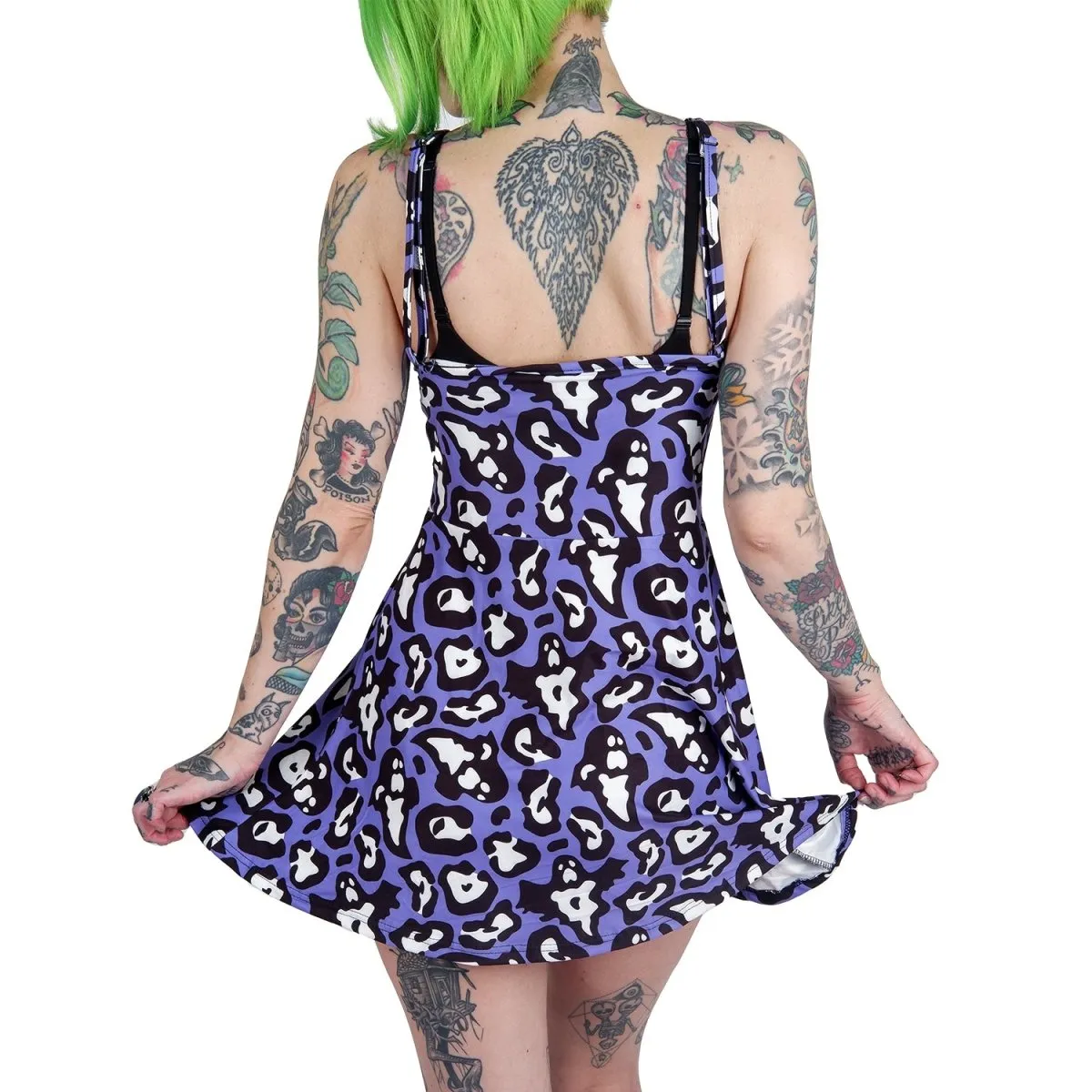 Ghastly Ghost Leopard Print Skater Dress