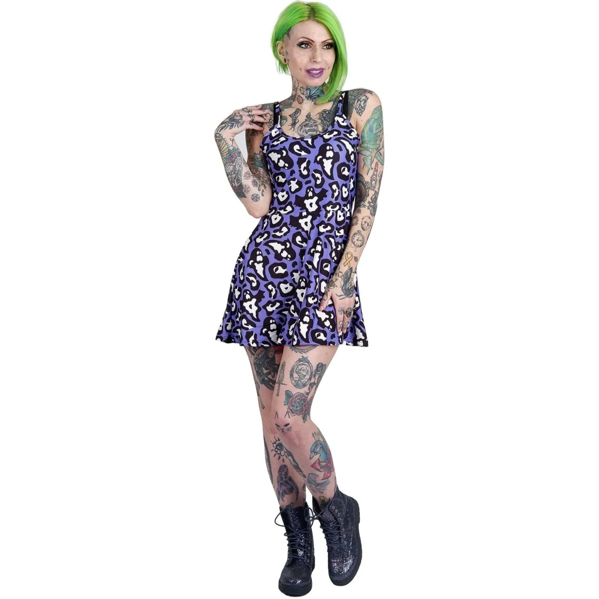 Ghastly Ghost Leopard Print Skater Dress