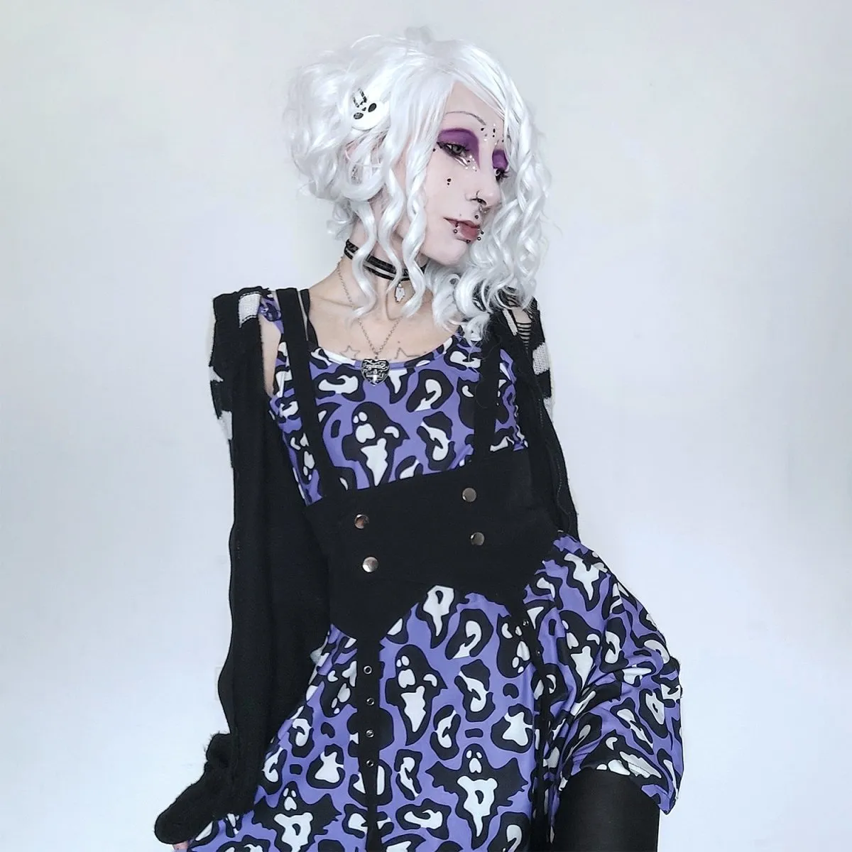 Ghastly Ghost Leopard Print Skater Dress