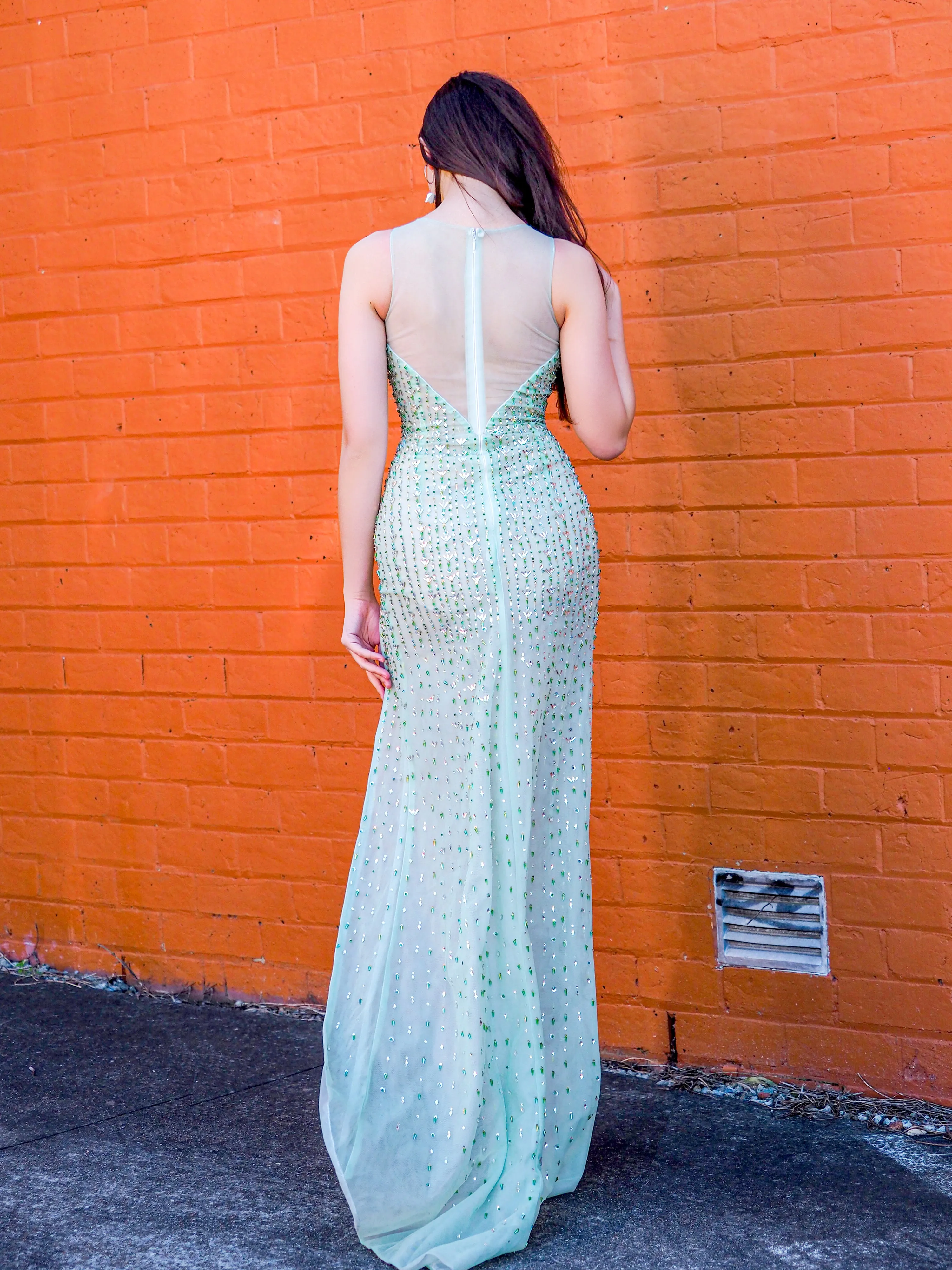 Green beaded dress for sale