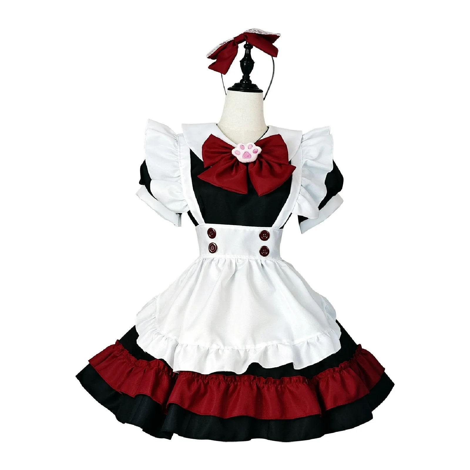 Halloween Vampire Deviruchi Maid Lolita Gothic Black Red Maid Cos Anime RPG