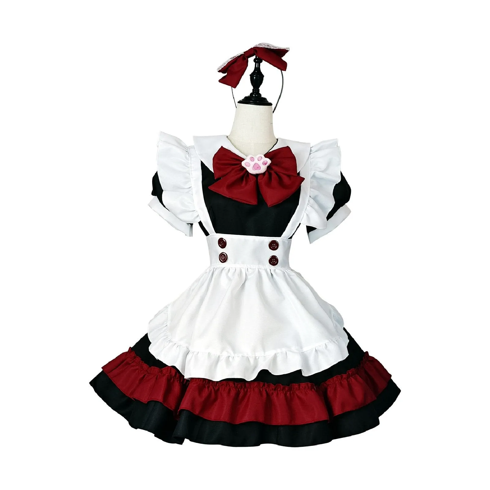 Halloween Vampire Deviruchi Maid Lolita Gothic Black Red Maid Cos Anime RPG