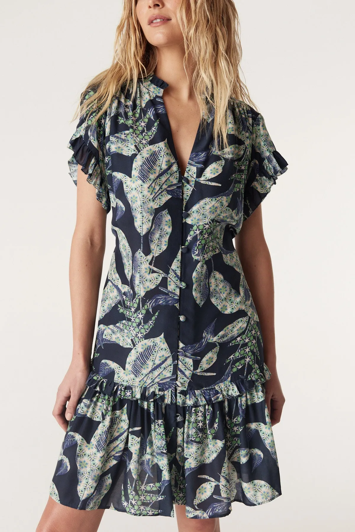 Havana Frill Dress - Navy Floral