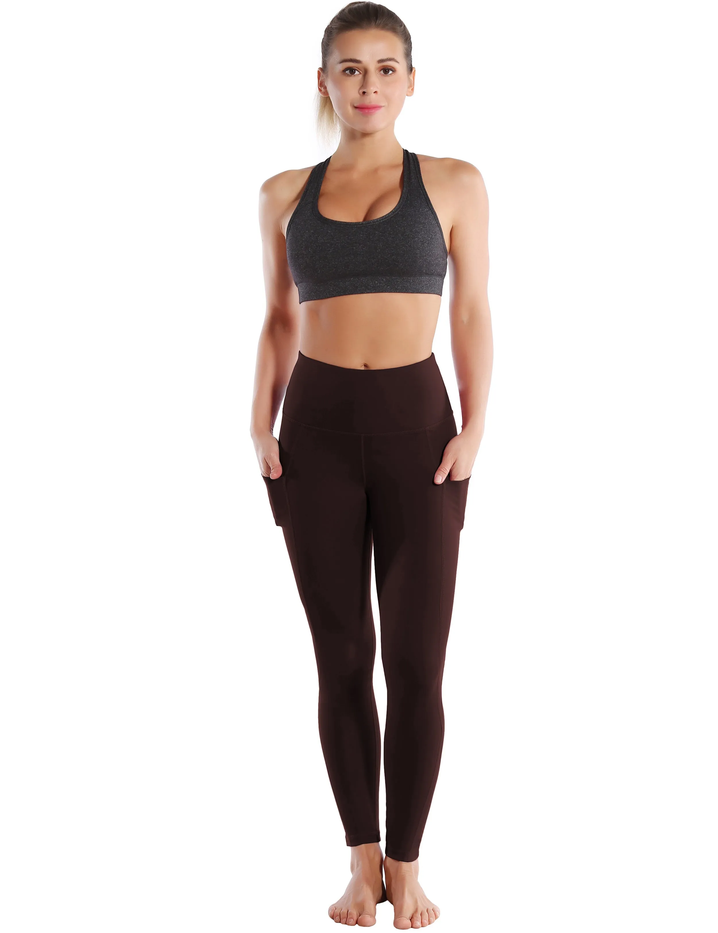 High Waist Side Pockets Jogging Pants mahoganymaroon_Jogging