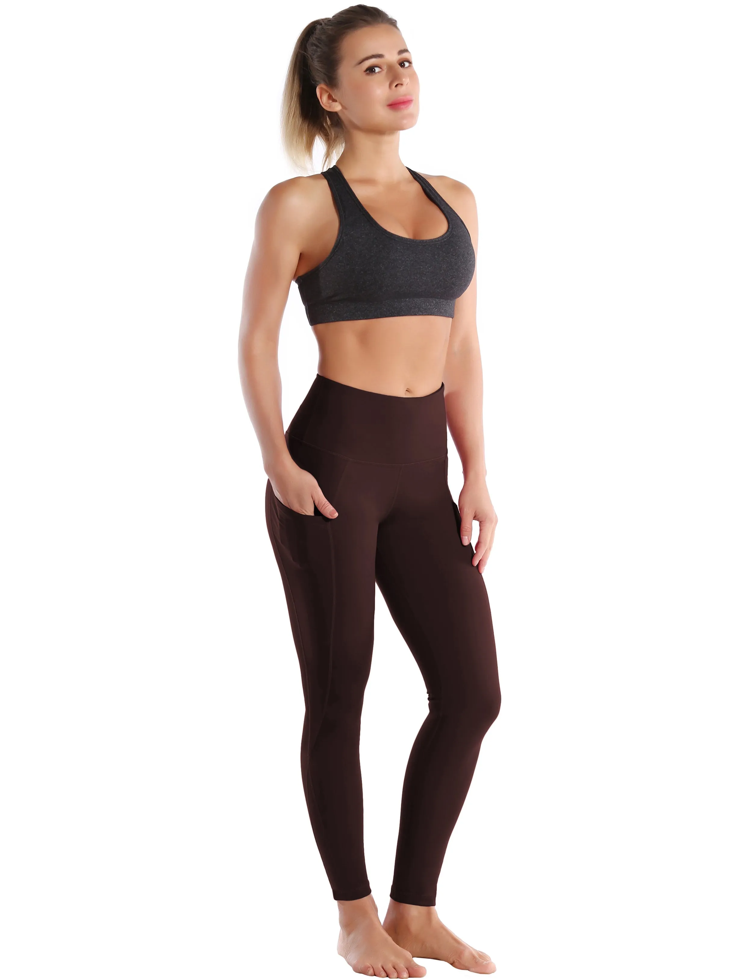 High Waist Side Pockets Jogging Pants mahoganymaroon_Jogging