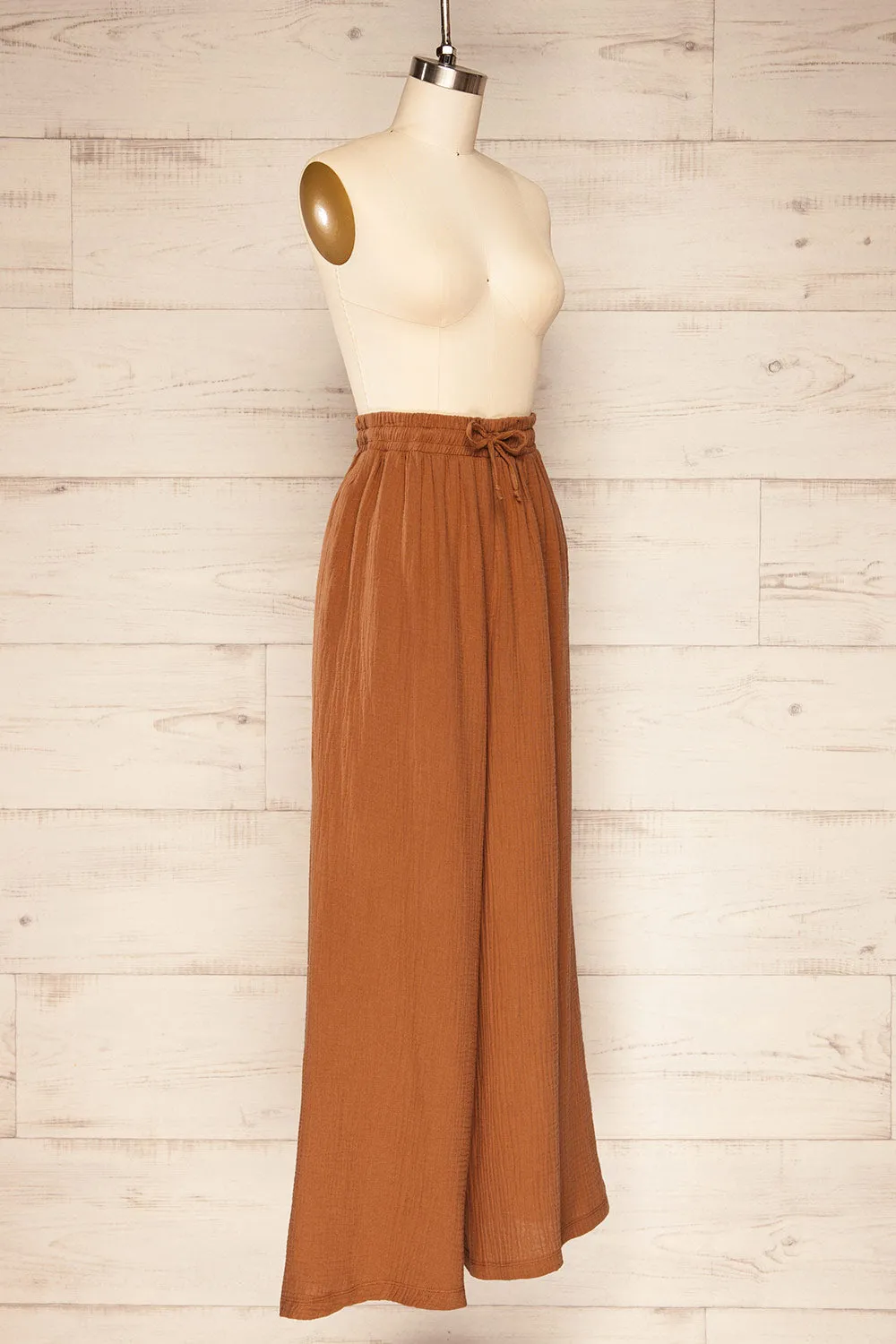 Hollie Cognac | Textured Drawstring Pants