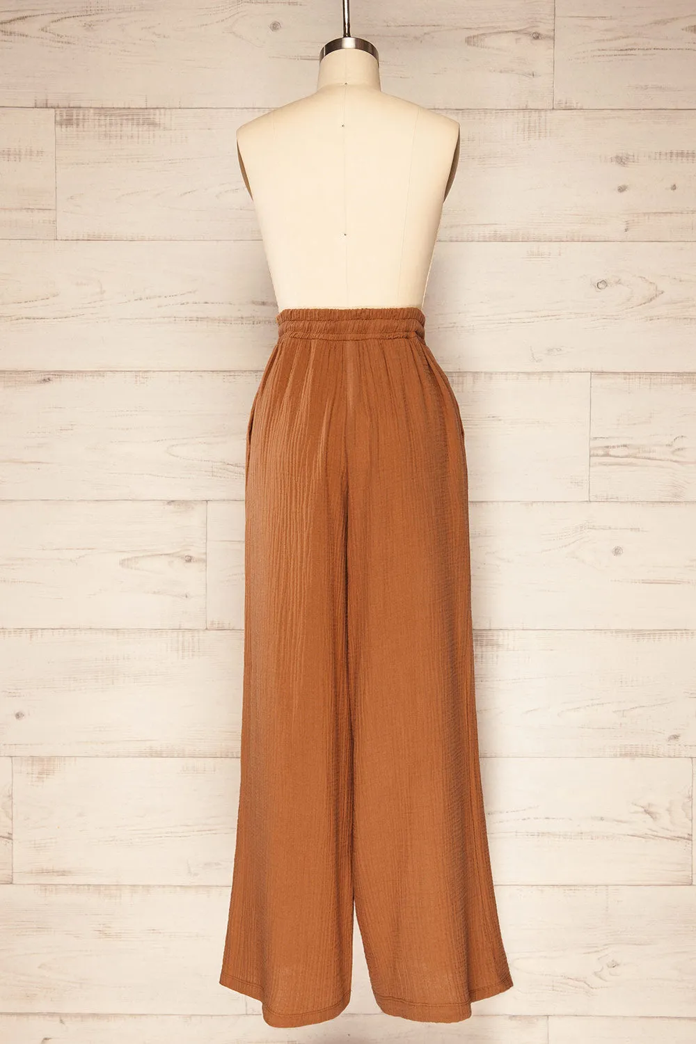 Hollie Cognac | Textured Drawstring Pants
