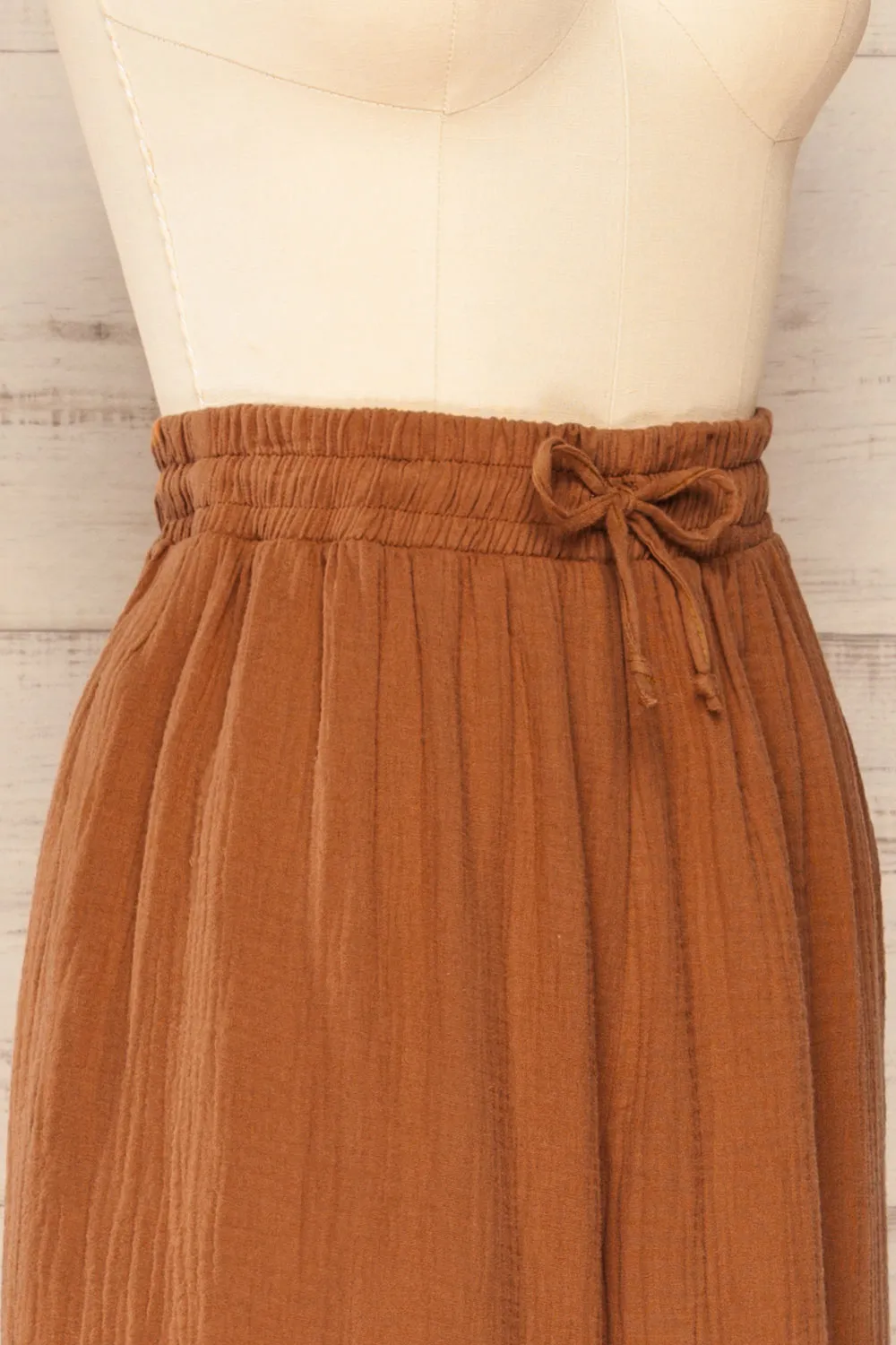 Hollie Cognac | Textured Drawstring Pants
