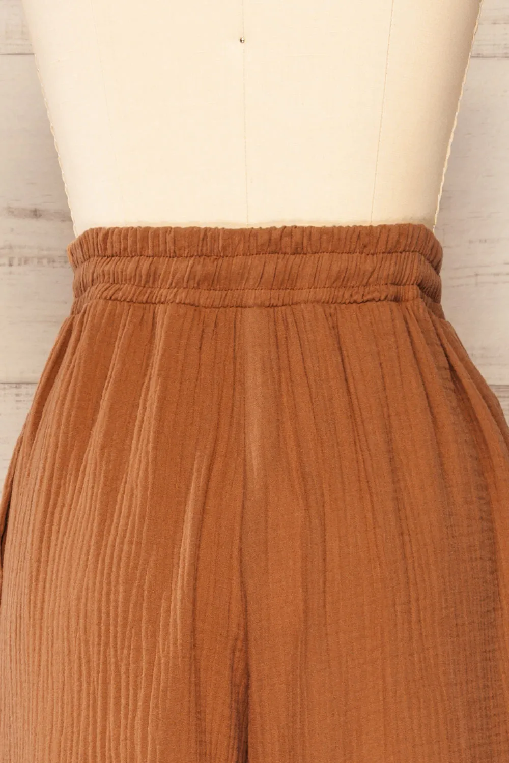 Hollie Cognac | Textured Drawstring Pants